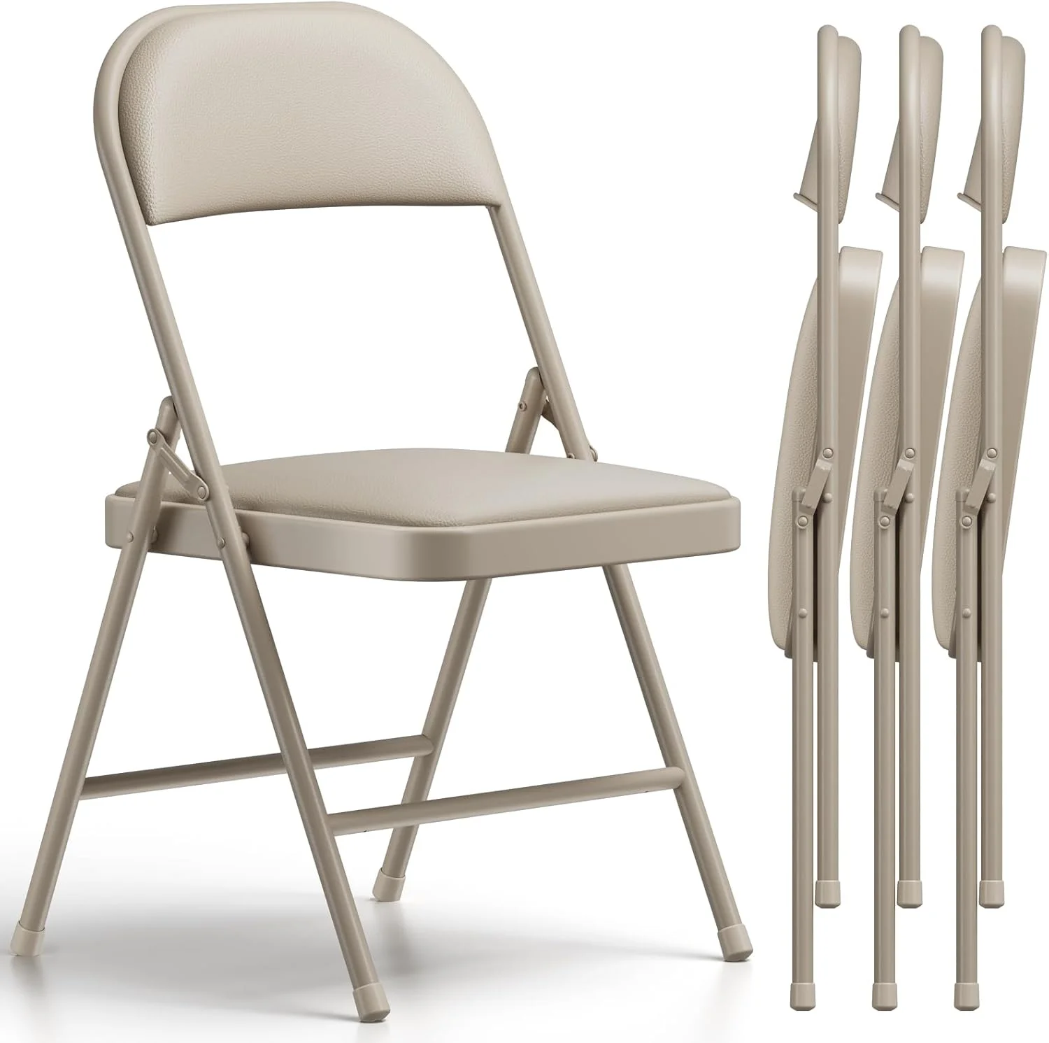 Nook CHANGES Folding Chair 4 Pack, Comfy PU Leather Padded Folding Chairs for Outside and Indoor - Image 9