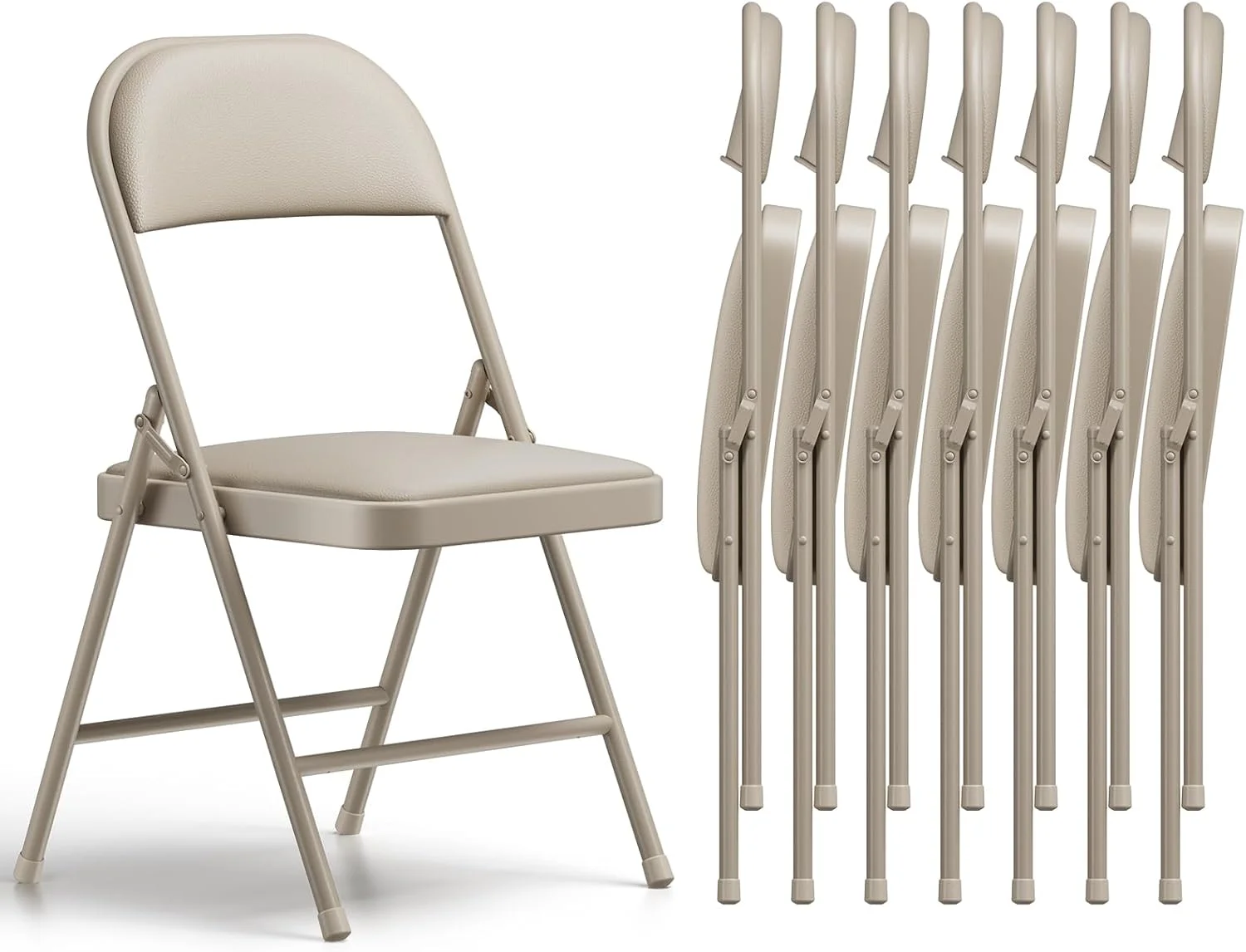 Nook CHANGES Folding Chair 4 Pack, Comfy PU Leather Padded Folding Chairs for Outside and Indoor - Image 2