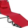 Tanning Chair, 330lbs Beach Lounge Chair with Face Hole, Adjustable Folding Chaise Lounge, Lawn (1