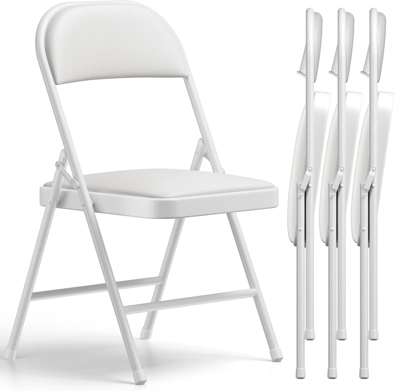 Nook CHANGES Folding Chair 4 Pack, Comfy PU Leather Padded Folding Chairs for Outside and Indoor - Image 12