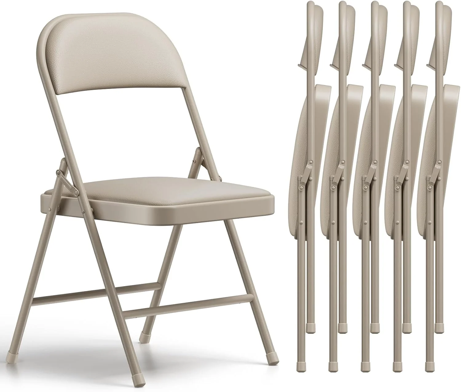 Nook CHANGES Folding Chair 4 Pack, Comfy PU Leather Padded Folding Chairs for Outside and Indoor - Image 16