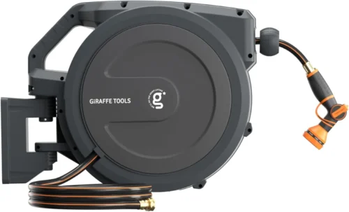 Nook Tools Retractable Garden Hose Reel 1/2 Inch x 130 ft, Super Heavy Duty, Wall Mounted and 180 Deg Swivel Bracket