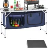 Nook Camping Kitchen Station, 3 Adjustable Height Folding Outdoor Camp Cooking Table with Storage Organizer