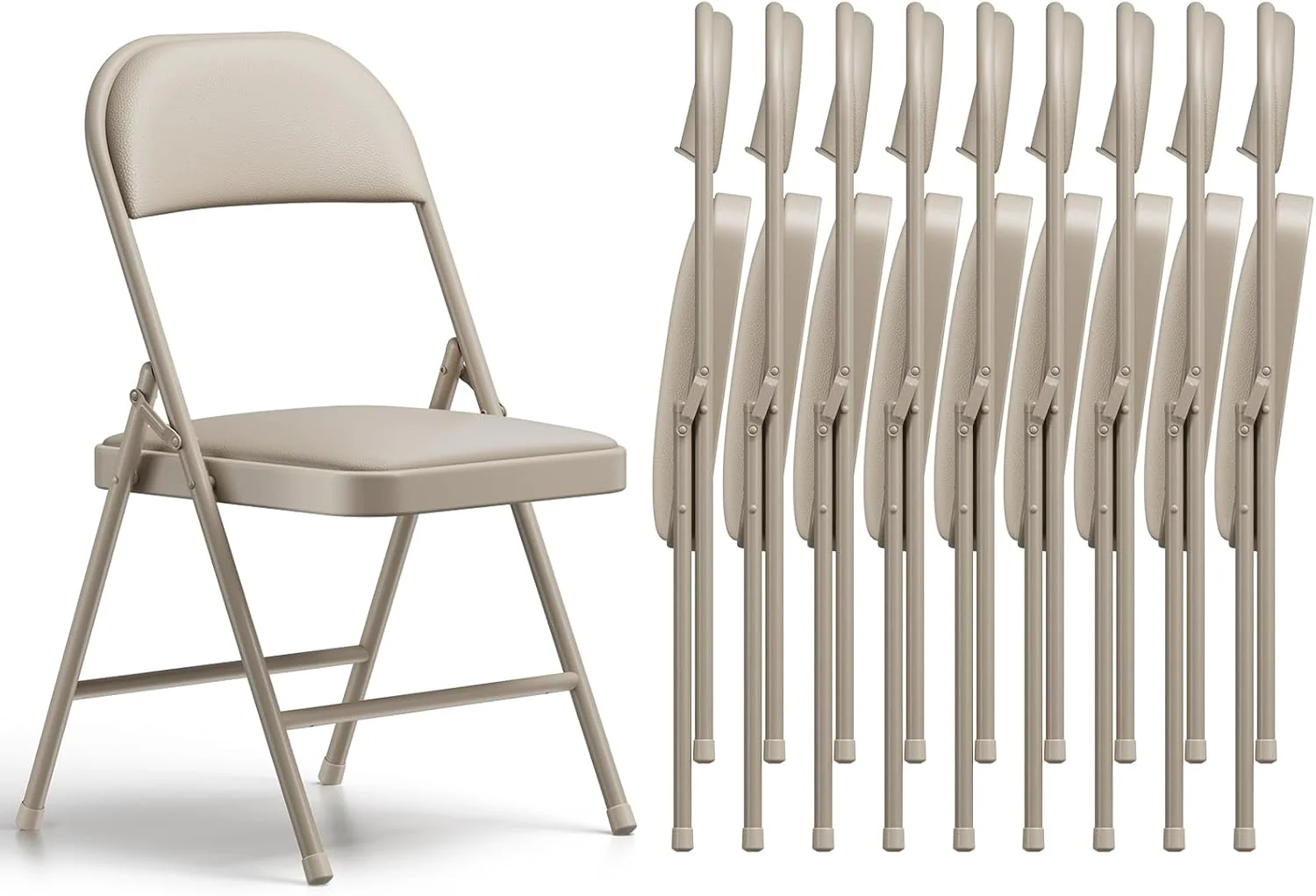 Nook CHANGES Folding Chair 4 Pack, Comfy PU Leather Padded Folding Chairs for Outside and Indoor - Image 23