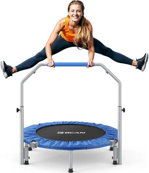 Alternative view of Nook SP2 40/48 Foldable Mini Rebounder Trampoline for Adults, FED Fitness, 330/440 lbs Capacity, Adjustable Foam Handle