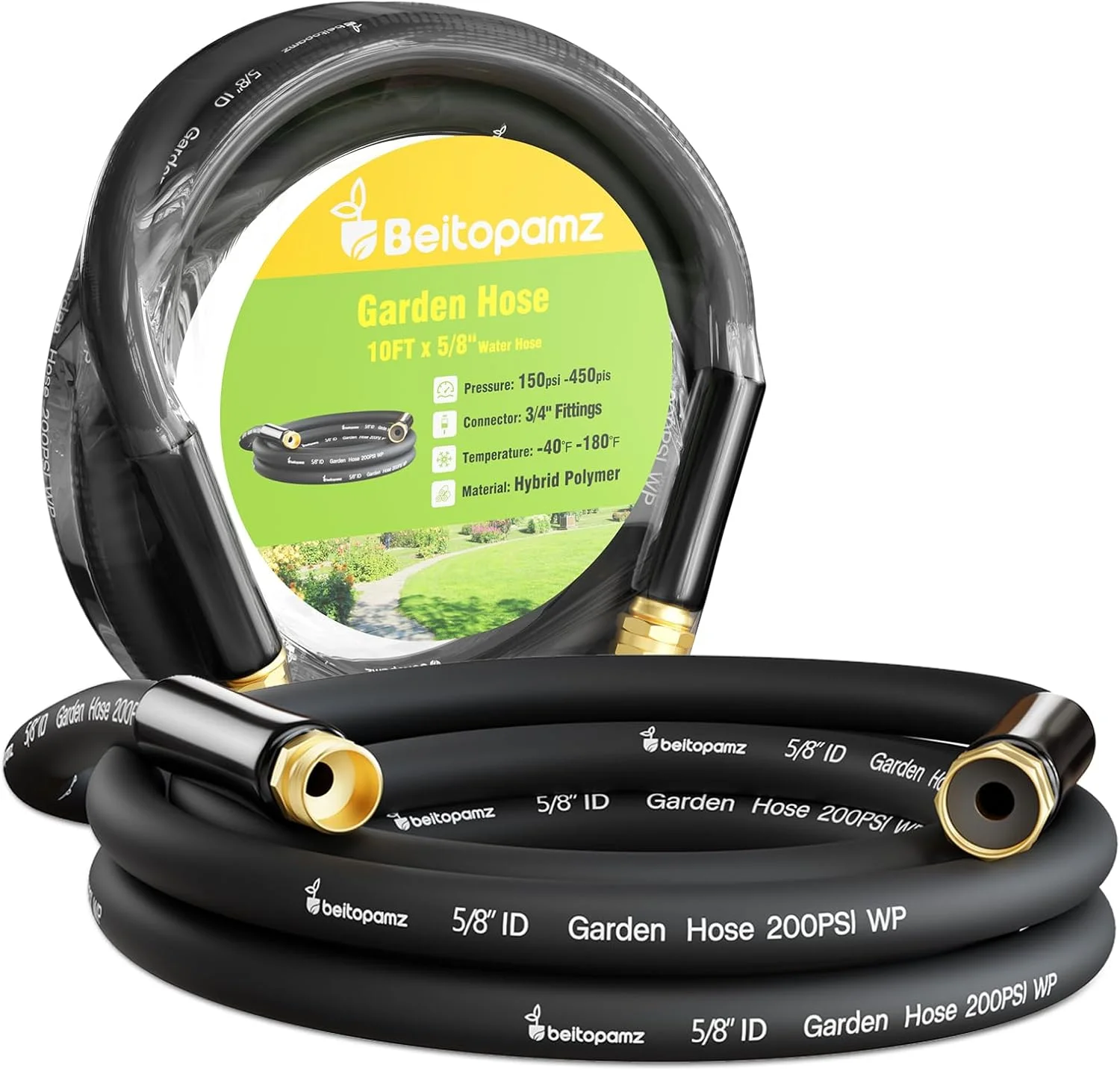 100 ft Garden Hose, 5/8 in Heavy Duty Water Hose, Male to Female 3/4'' Brass Fittings for Patio - Image 12