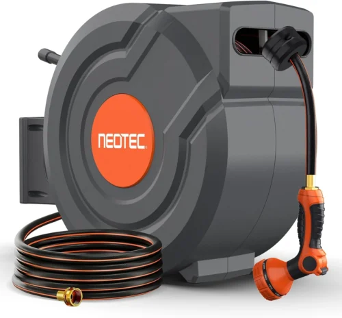 Nook in 100ft Retractable Garden Hose Reel with Any-Length Lock Slow Auto Rewind Heavy Duty Water Hose Reel With