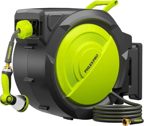 Alternative view of Nook PRO 110FT x 1/2 Retractable Garden Hose Reel with 3/4 Brass Fitting, Heavy Duty Wall Mount Hose Reel, 180?? Swivel