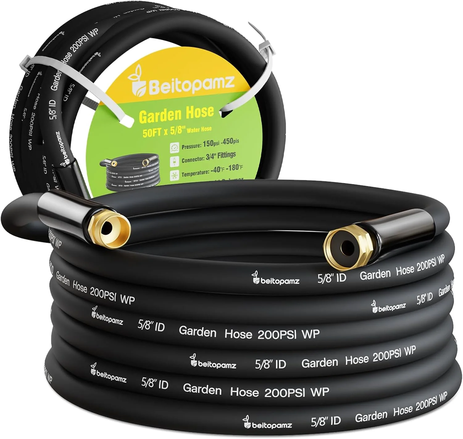 100 ft Garden Hose, 5/8 in Heavy Duty Water Hose, Male to Female 3/4'' Brass Fittings for Patio - Image 13