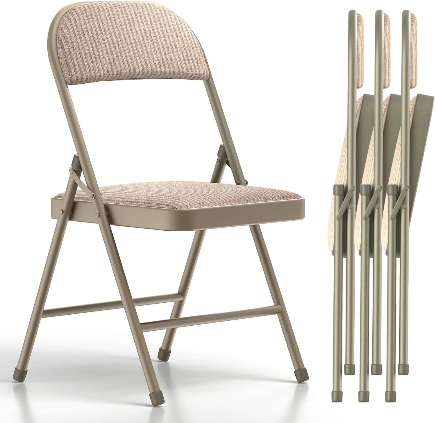 Nook 4 Pack Folding Chairs, Fabric Dining Chair Set with Padded Cushion and Back - Image 2