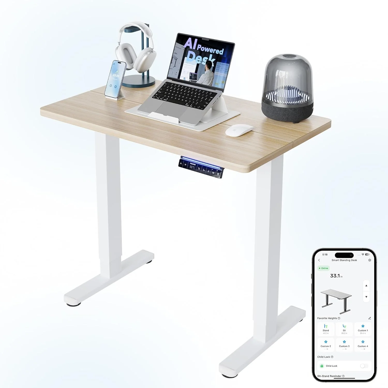 Nook 32 Small Electric Standing Desk Adjustable Height, 4 Memory Height Settings - Image 23