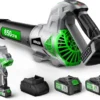 Nook Blower Cordless, Brushless Blower 850 CFM 250 MPH with 2 Batteries - For Yard Cleanup