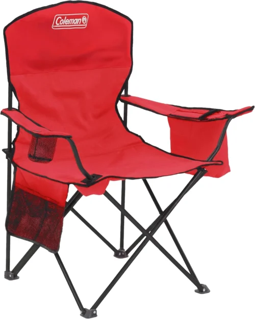 Nook Portable Camping Chair with 4-Can Cooler, Cushioned Seat & Back with Side Pockets & Cup Holder