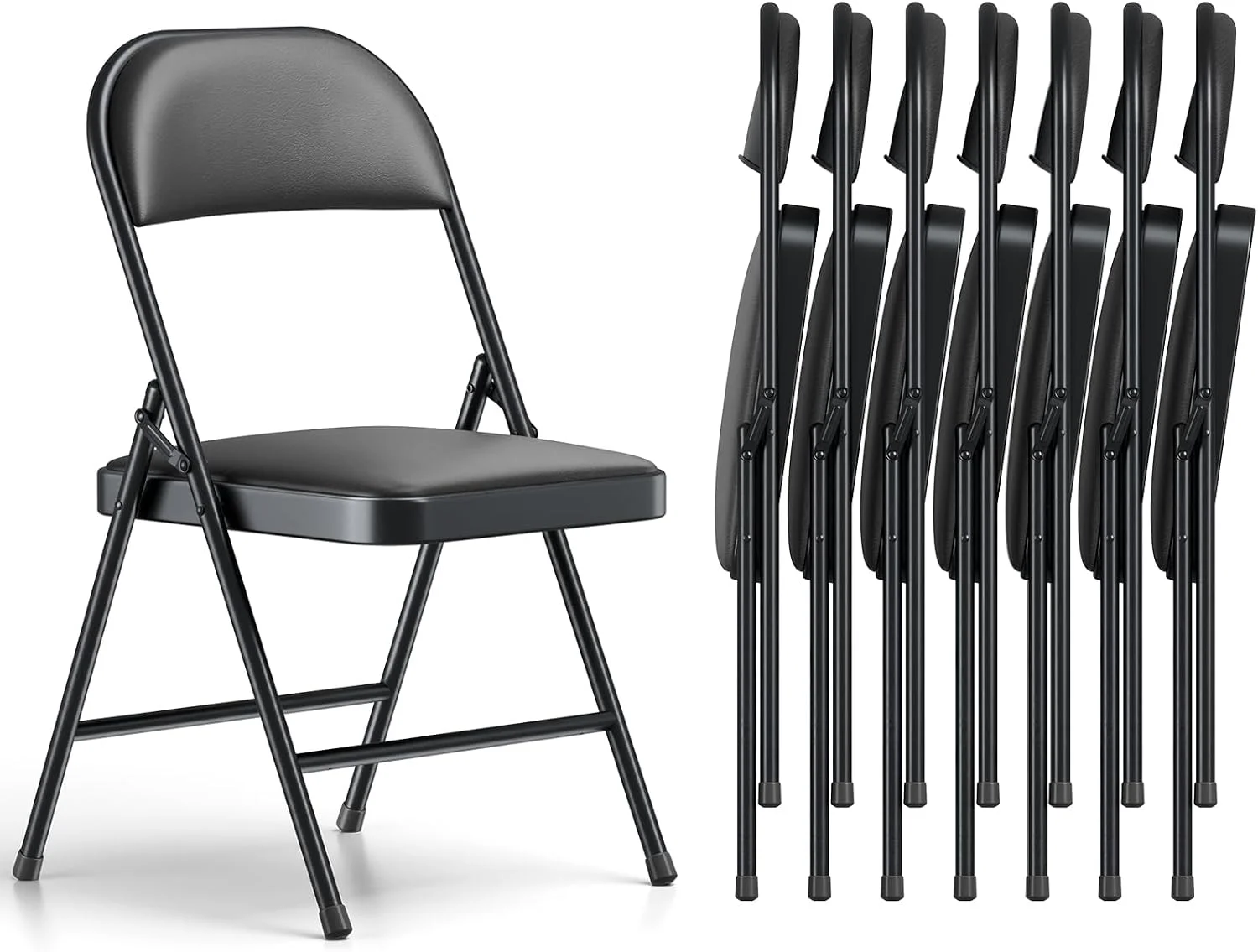 Nook CHANGES Folding Chair 4 Pack, Comfy PU Leather Padded Folding Chairs for Outside and Indoor - Image 15