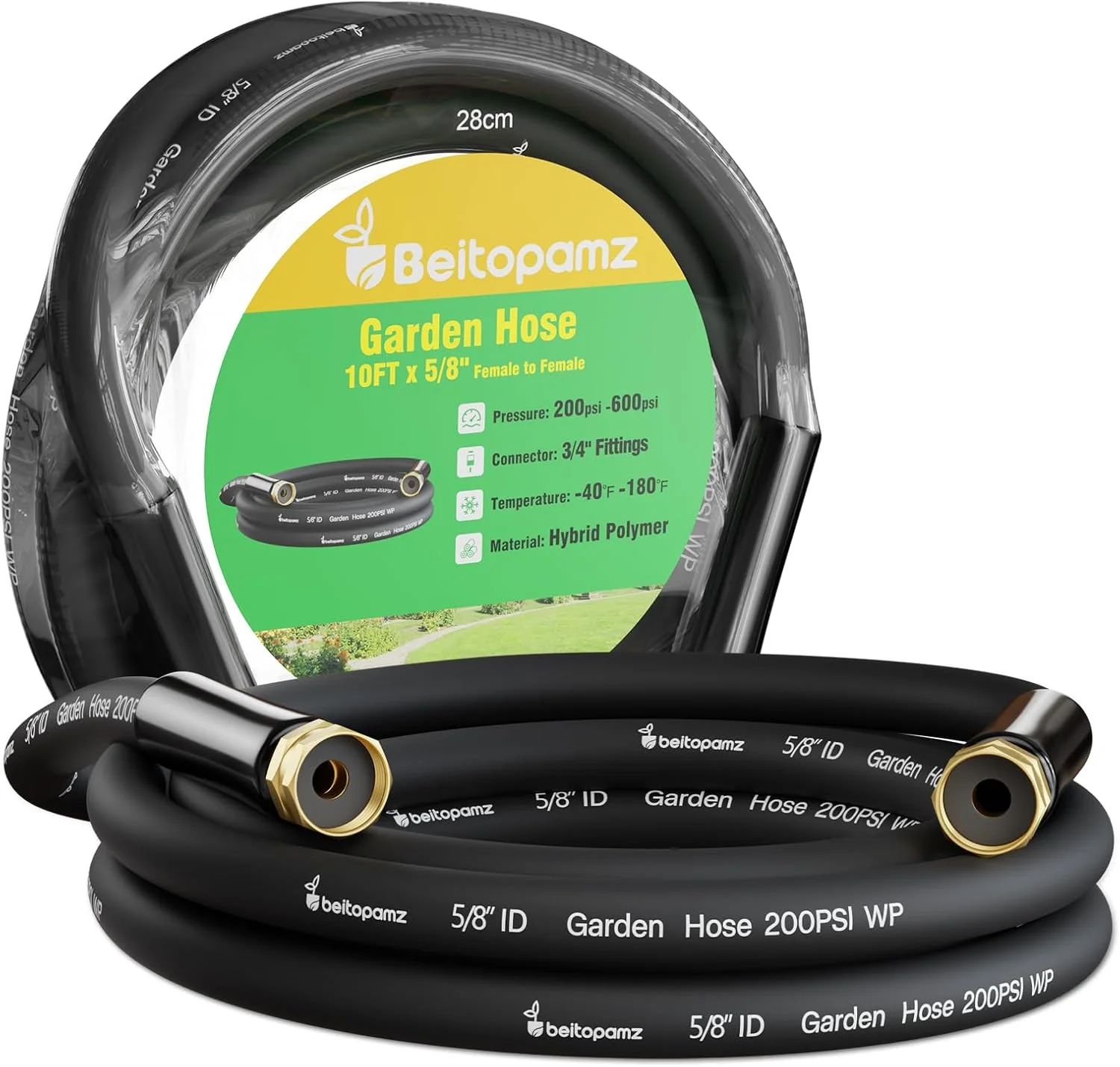 100 ft Garden Hose, 5/8 in Heavy Duty Water Hose, Male to Female 3/4'' Brass Fittings for Patio - Image 11