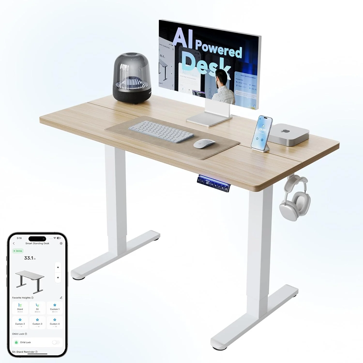 Nook 32 Small Electric Standing Desk Adjustable Height, 4 Memory Height Settings - Image 19