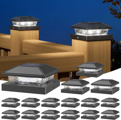 Nook Solar Post Cap Lights, 4x4 Post Solar Light Cool White, White 12 Pack - For Home Projects