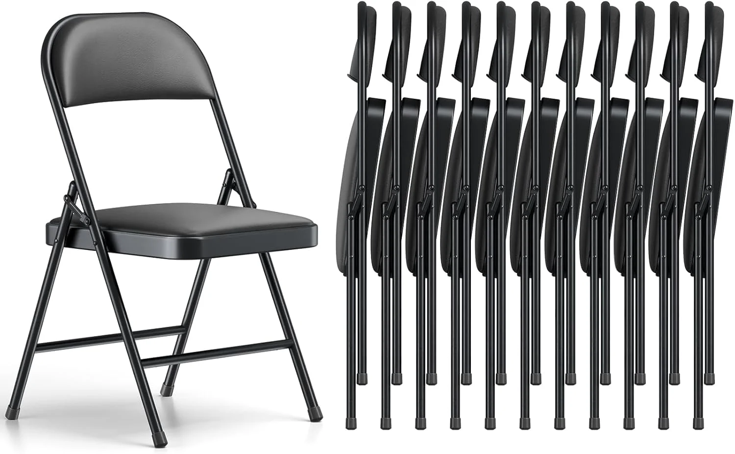 Nook CHANGES Folding Chair 4 Pack, Comfy PU Leather Padded Folding Chairs for Outside and Indoor - Image 3