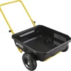 Nook Carts GCR-4 Poly Dump Cart, 2-Wheel Garden Wagon with Foldable Handle, 4 cu ft, 300 lb. Capacity, Black/Yellow