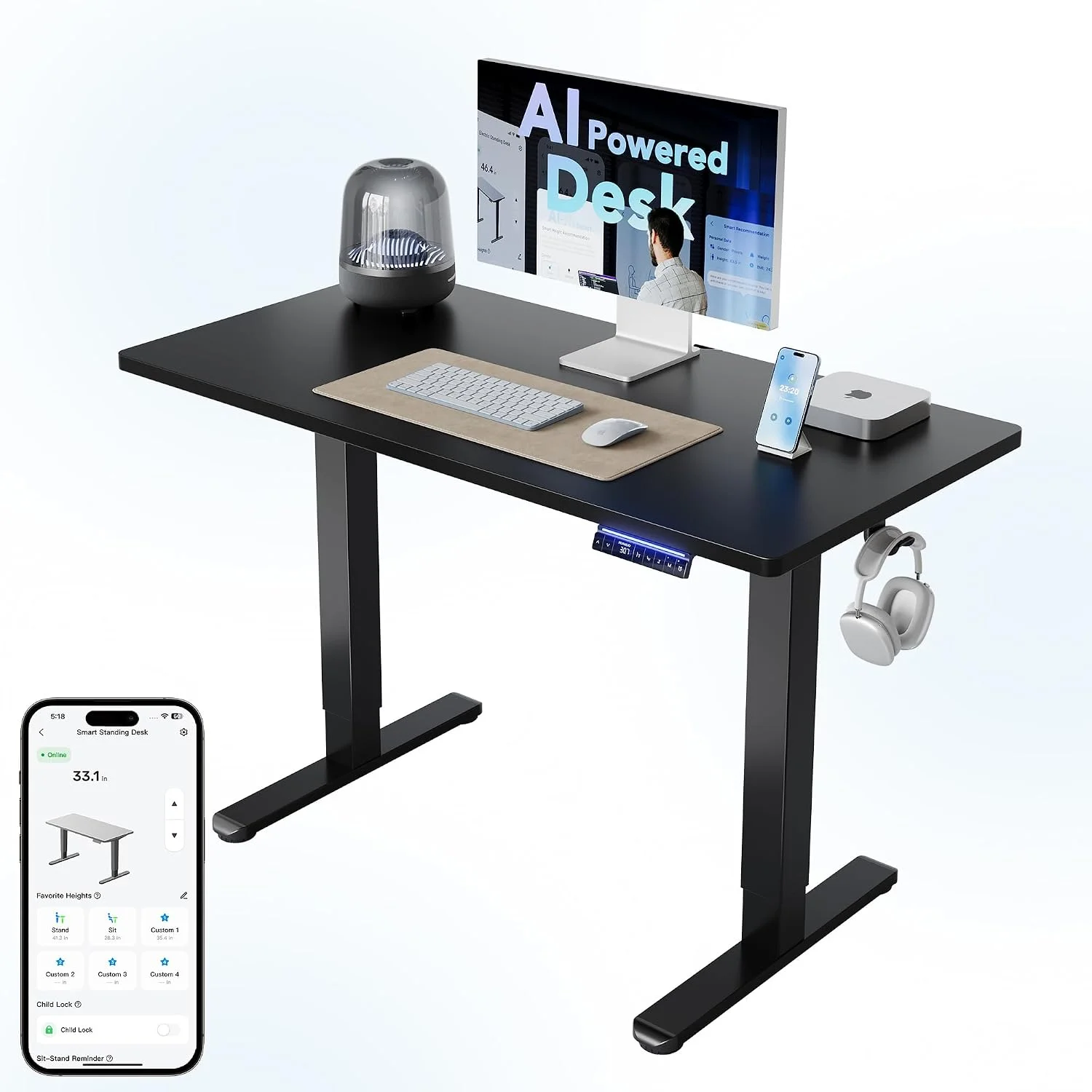 Nook 32 Small Electric Standing Desk Adjustable Height, 4 Memory Height Settings - Image 30