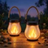 Nook Lanterns Outdoor Waterproof 4 Pack, Outdoor Solar Lanterns with Flickering Flame Effect