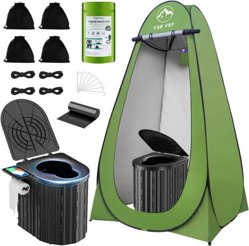 Nook Toilet with Pop-Up Privacy Tent and Liquid Waste Gel, Portable Toilet for Camping with Large Tent