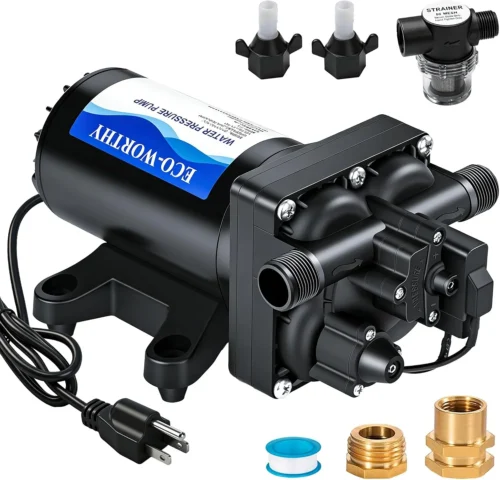 Nook 33-Series Industrial Water Pressure Pump 110V AC 4.0GPM 50PSI RV Fresh Water Diaphragm Pump include Garden