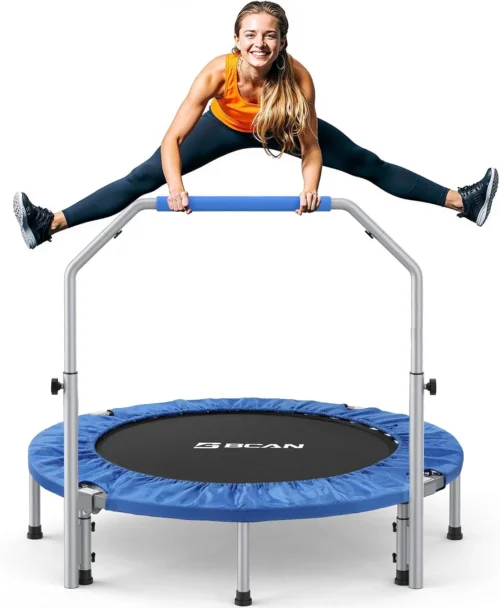 Nook SP2 40/48 Foldable Mini Rebounder Trampoline for Adults, FED Fitness, 330/440 lbs Capacity, Adjustable Foam Handle