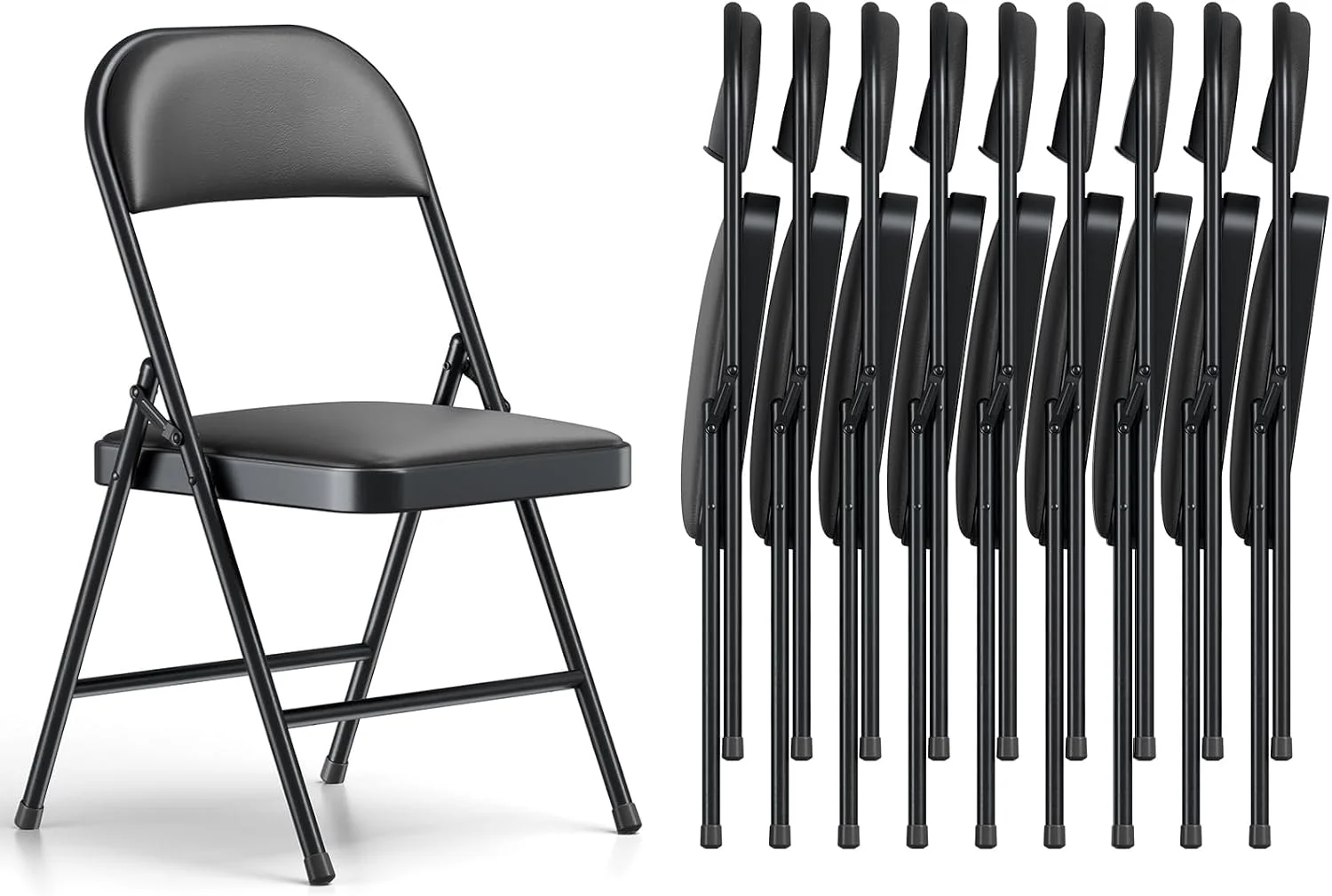 Nook CHANGES Folding Chair 4 Pack, Comfy PU Leather Padded Folding Chairs for Outside and Indoor - Image 17