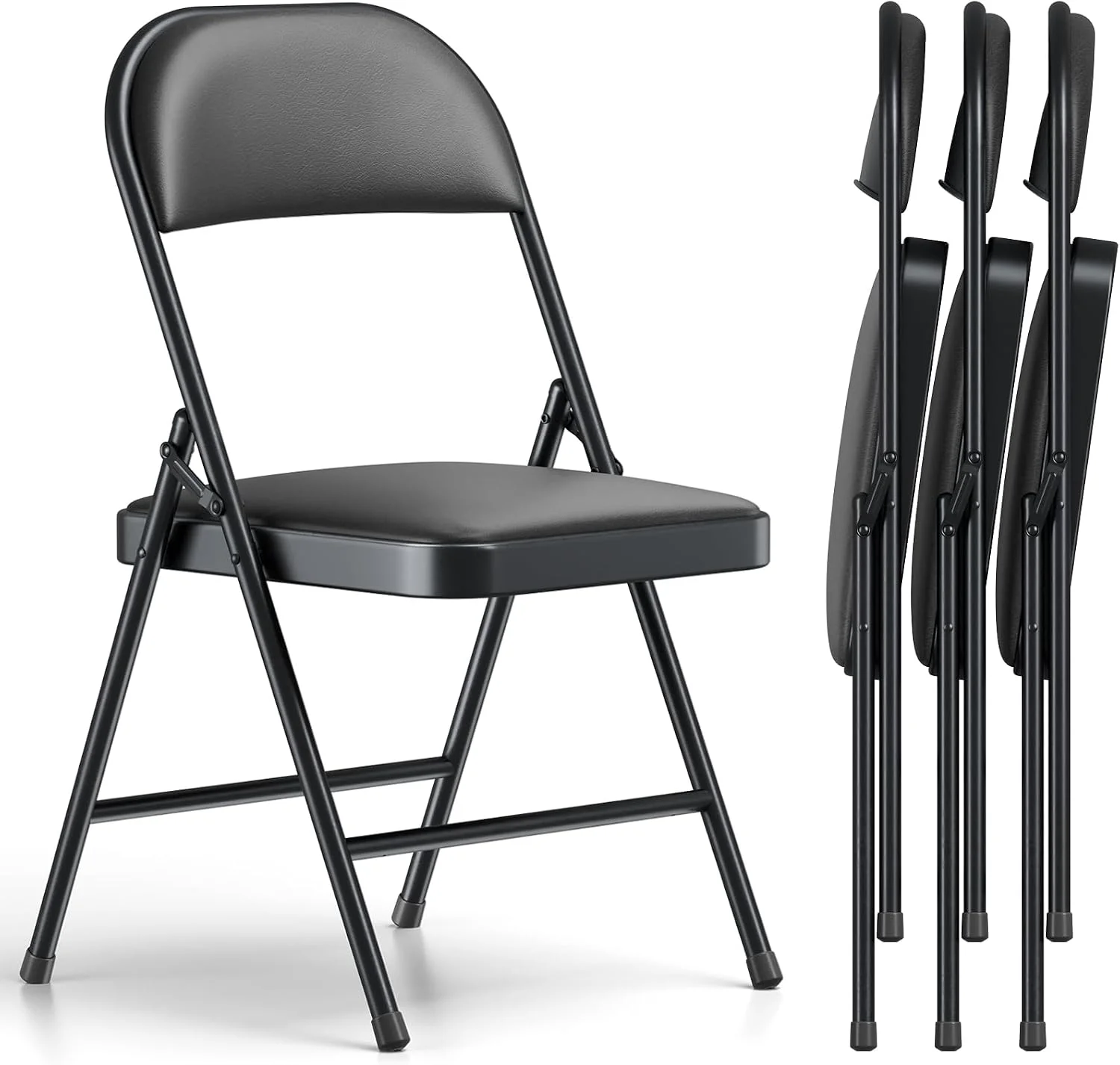 Nook CHANGES Folding Chair 4 Pack, Comfy PU Leather Padded Folding Chairs for Outside and Indoor - Image 20
