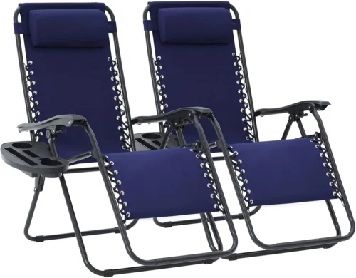 Alternative view of Nook Zero Gravity Lounge Chairs Set of 2, Adjustable Steel Mesh Recliners with Pillows and Cup Holder Trays for Patio