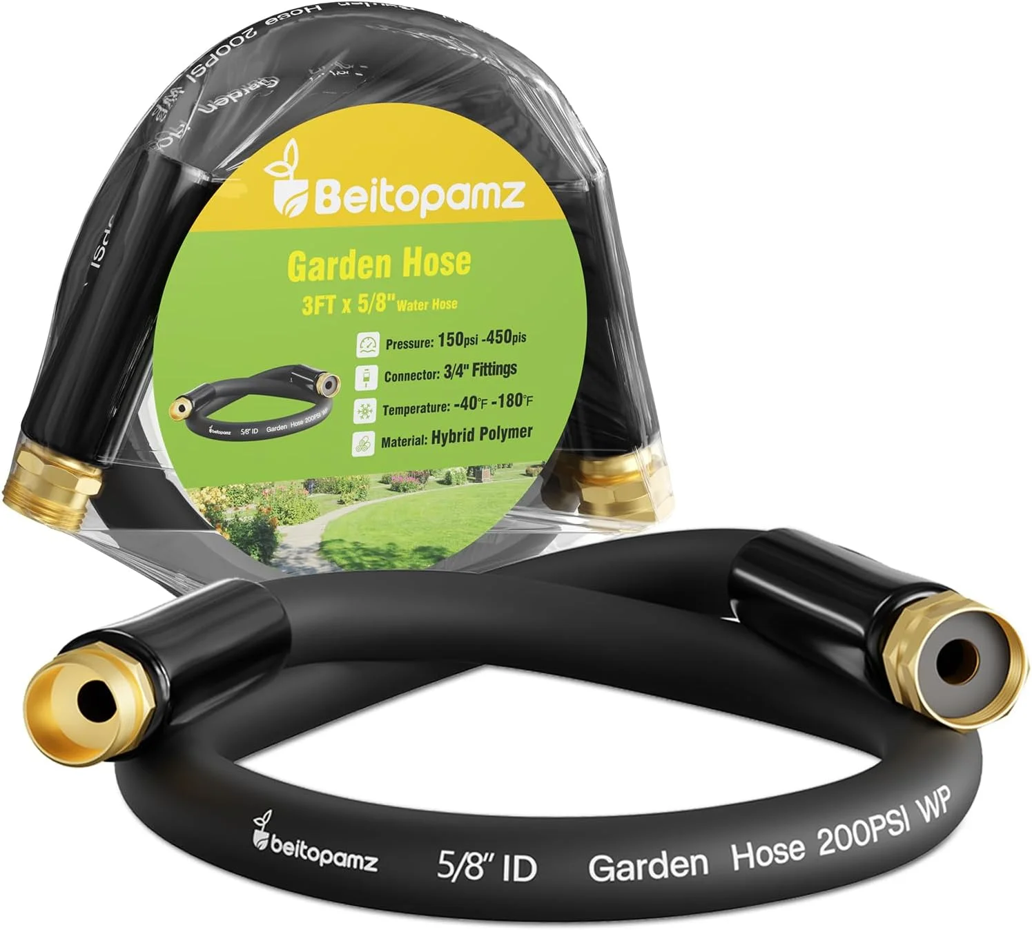 100 ft Garden Hose, 5/8 in Heavy Duty Water Hose, Male to Female 3/4'' Brass Fittings for Patio - Image 5