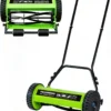 Nook 14-Inch 4-Blade Push Reel Lawn Mower, Manual Reel Push Mower, Walk-Behind Lawn Mowers, 5-Position Cutting - For Lawn Care