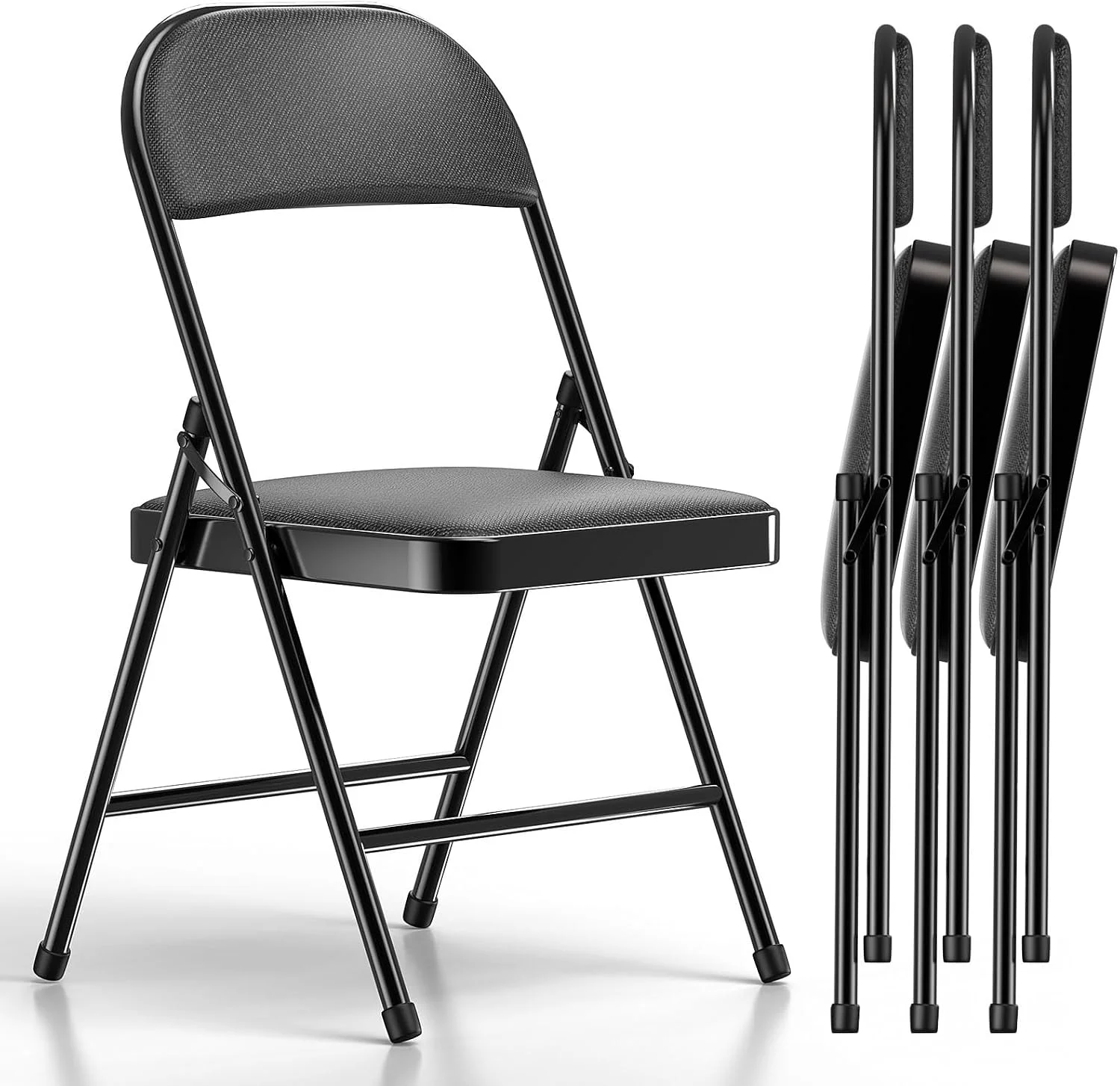 Nook 4 Pack Folding Chairs, Fabric Dining Chair Set with Padded Cushion and Back