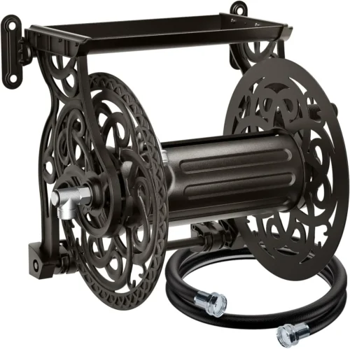Alternative view of Nook Wall Mount Garden Hose Reel for Outside, Holds 125 ft x 5/8'' Hose Storage, Decorative Heavy Duty Water Hose