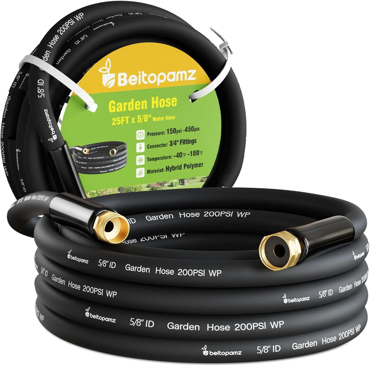 100 ft Garden Hose, 5/8 in Heavy Duty Water Hose, Male to Female 3/4'' Brass Fittings for Patio - Image 10
