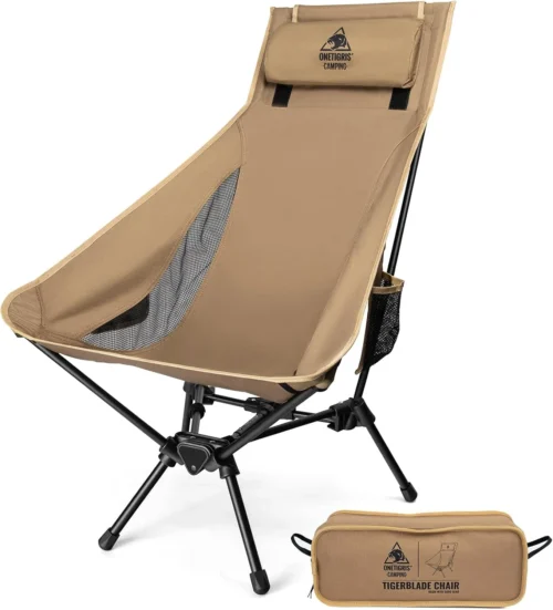 Nook Tigerblade High Back Camping Chair with Pillow Design, Comfortable Widened Seat Folding Chair