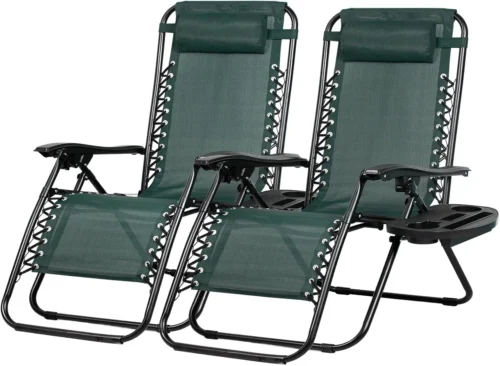 Nook Set of 2 Relaxing Recliners Patio Chairs Adjustable Steel Mesh Zero Gravity Lounge Chair Beach Chairs with