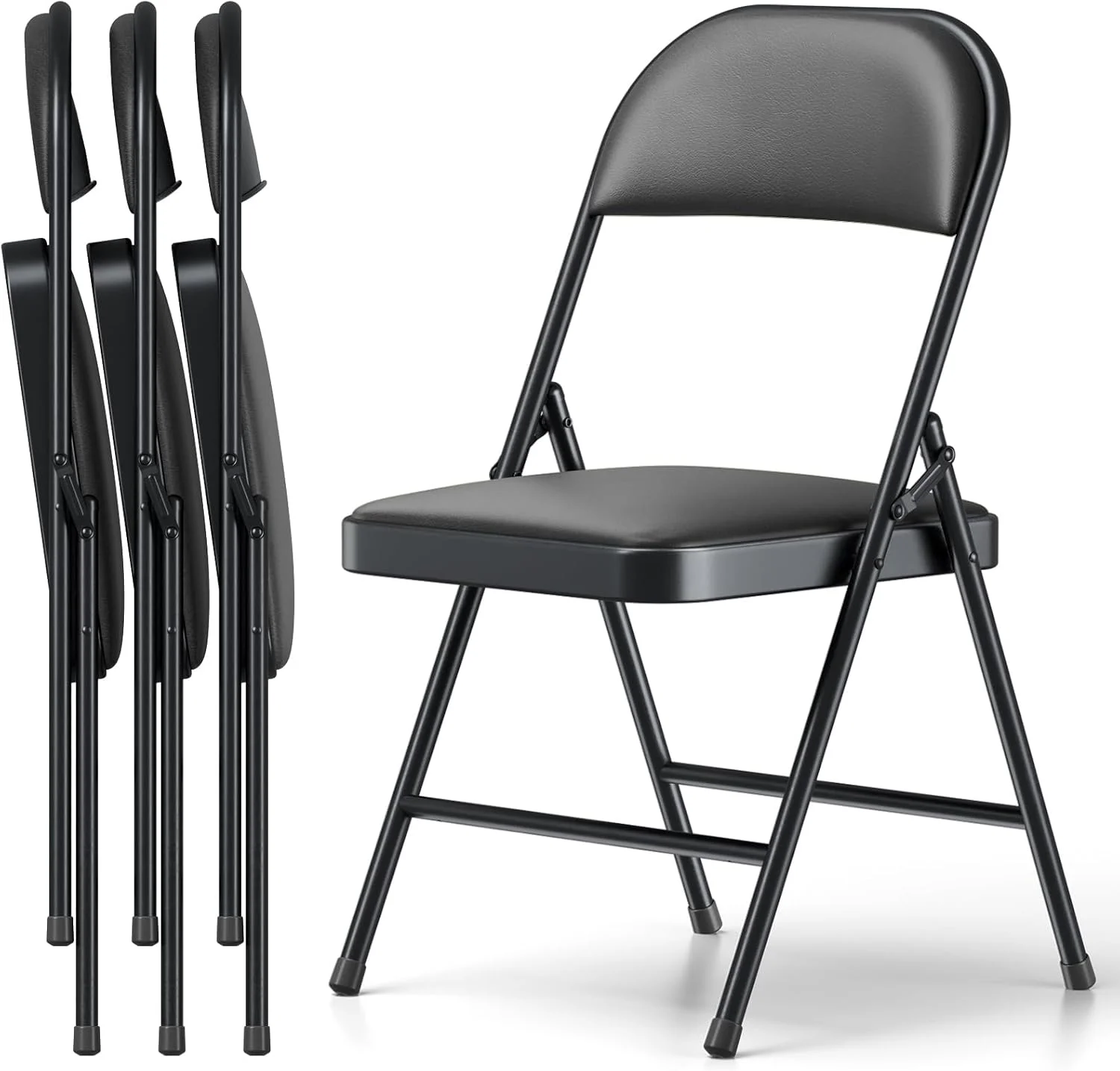 Nook CHANGES Folding Chair 4 Pack, Comfy PU Leather Padded Folding Chairs for Outside and Indoor - Image 6
