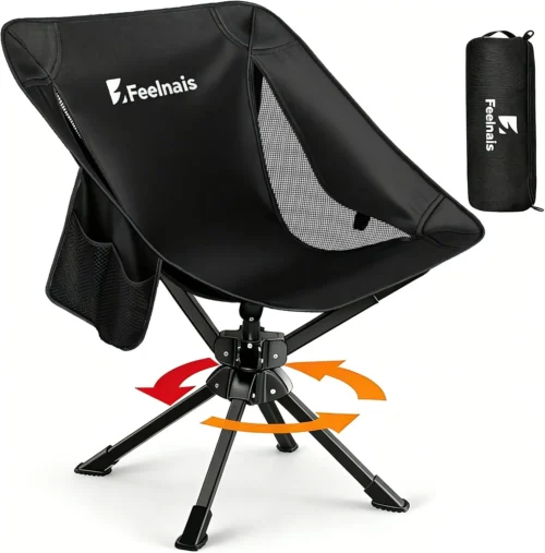 Nook Portable Camping Chairs Compact, 360?? Swivel Folding Chair, Lightweight 3.5lbs, Metal Frame Holds up to 330lbs