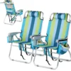 Tall Beach Chair 2 Pack Lightweight, Backpack Beach Chair for Adults with 5-Position, Lightweight Folding Beach
