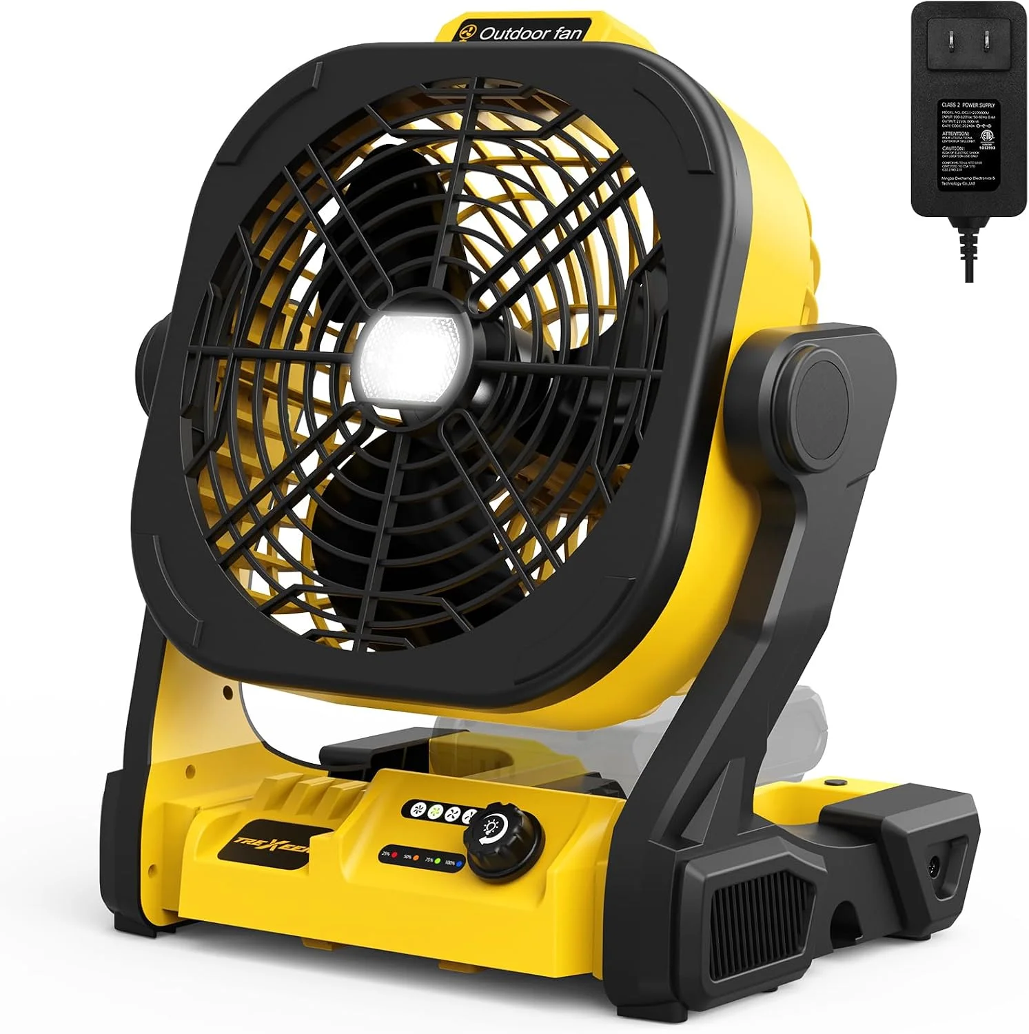 Nook Battery Operated Fan for Dewalt 20V Max battery, Portable Fan with AC Adapter & LED Lights, 4 Speeds & Hook