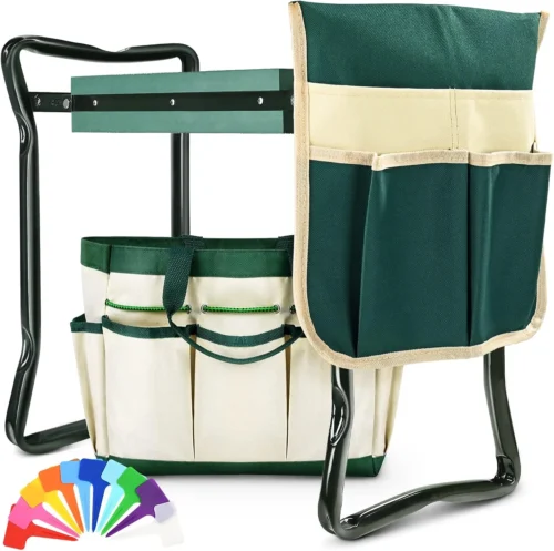 Nook Upgraded Garden Kneeler and Seat with Thicken & Widen Soft Kneeling Pad, Heavy Duty Foldable Gardener Stool with 2