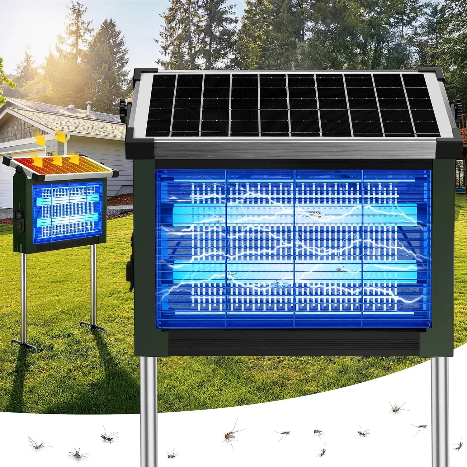 Nook Bug Zapper Outdoor, 4500V Solar Mosquito Zapper for Outdoor & Indoor, 1/2 Acre Coverage Cordless Rechargeable - Image 4