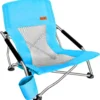 Nook C Low Beach Camping Folding Chair, Compact Backpacking River Sand Chair for Adults 2 Pack, Festival (2 Pack Blue)