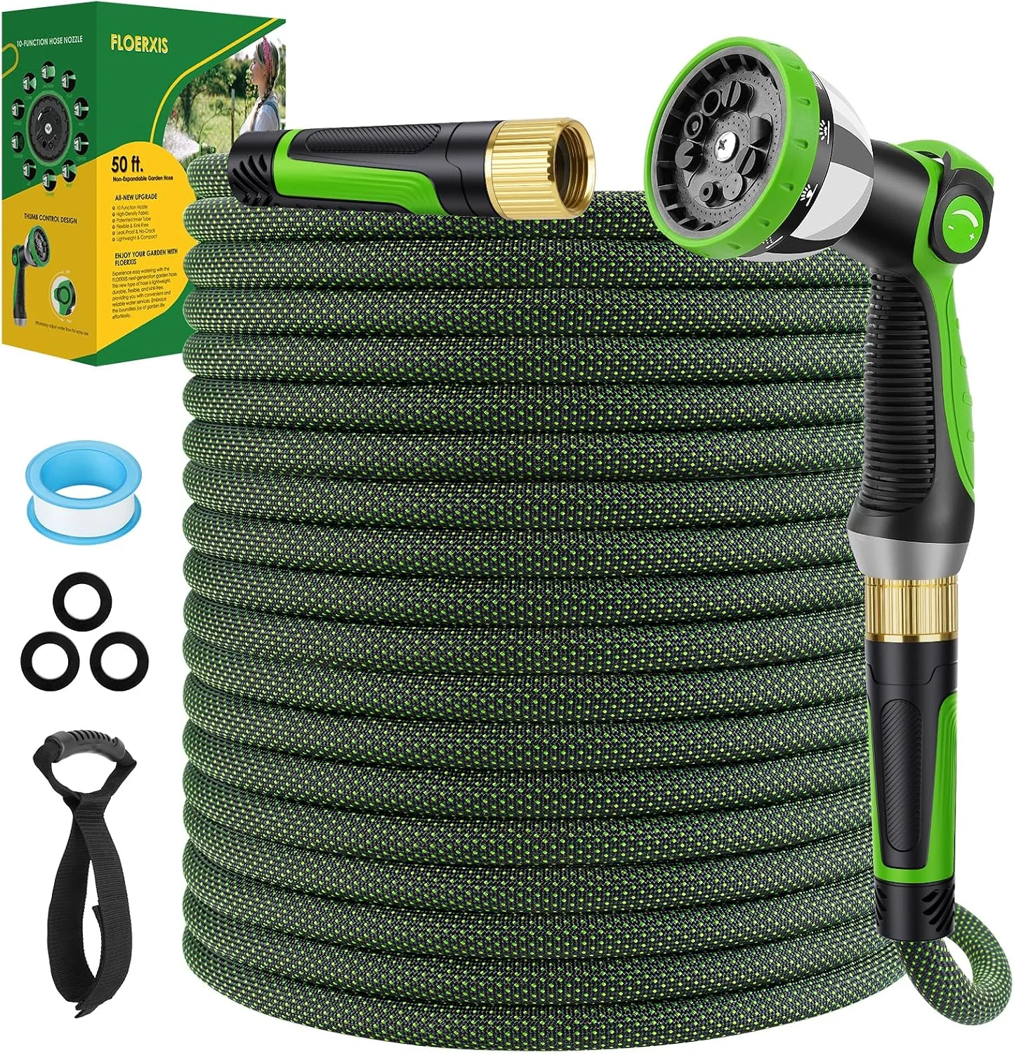 Nook Non-Expandable Garden Hose 100 FT, Lightweight Hose with 10 Function Spray Nozzle, 360?? Swivel Connectors - Image 3
