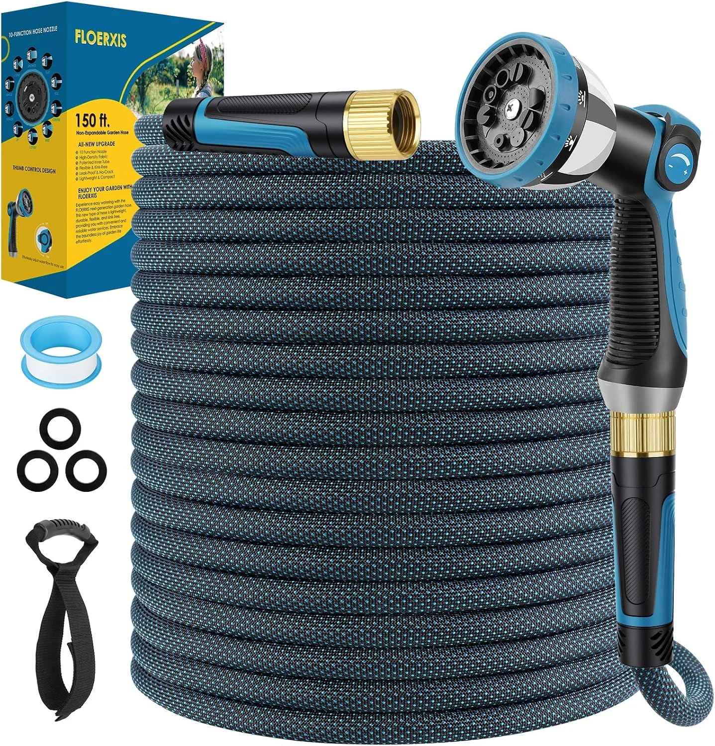 Nook Non-Expandable Garden Hose 100 FT, Lightweight Hose with 10 Function Spray Nozzle, 360?? Swivel Connectors - Image 6