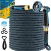 Nook Non-Expandable Garden Hose 100 FT, Lightweight Hose with 10 Function Spray Nozzle, 360?? Swivel Connectors