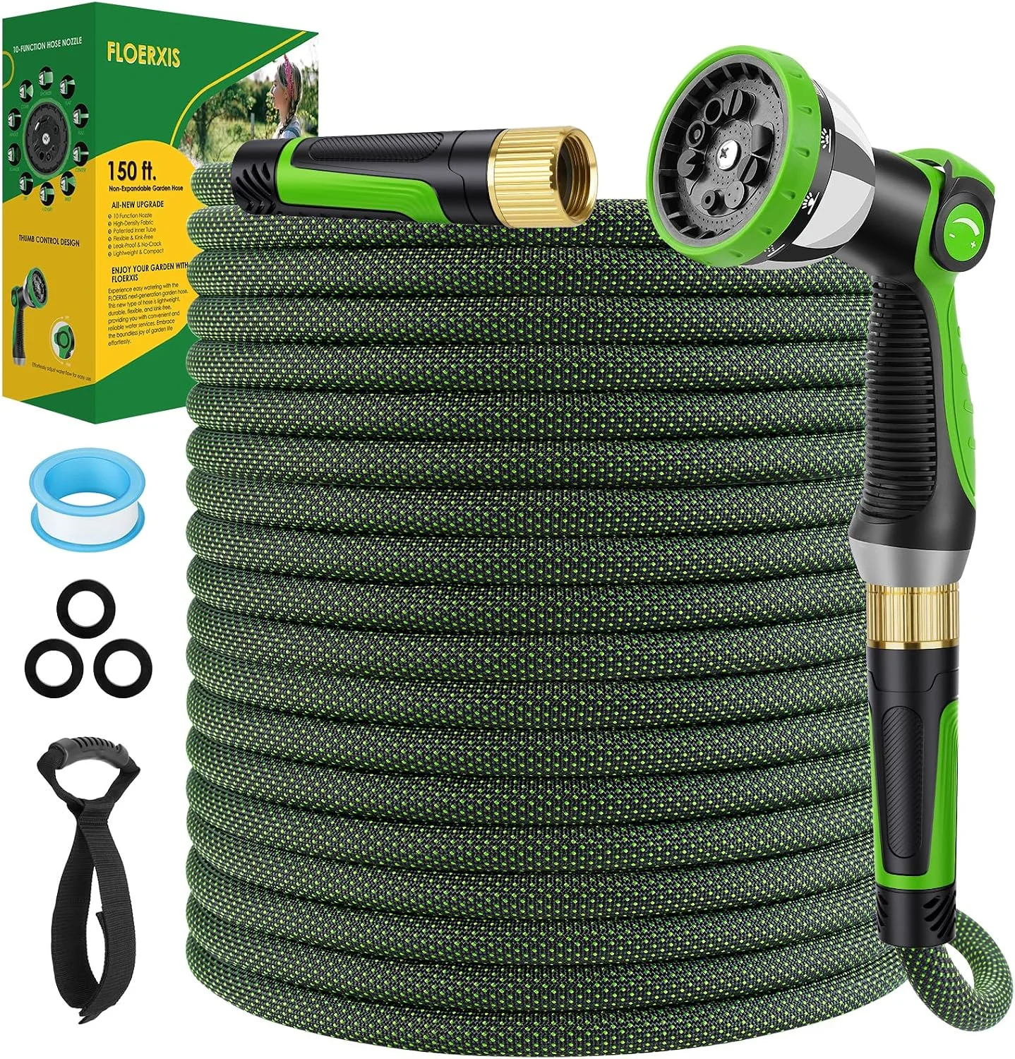 Nook Non-Expandable Garden Hose 100 FT, Lightweight Hose with 10 Function Spray Nozzle, 360?? Swivel Connectors - Image 2
