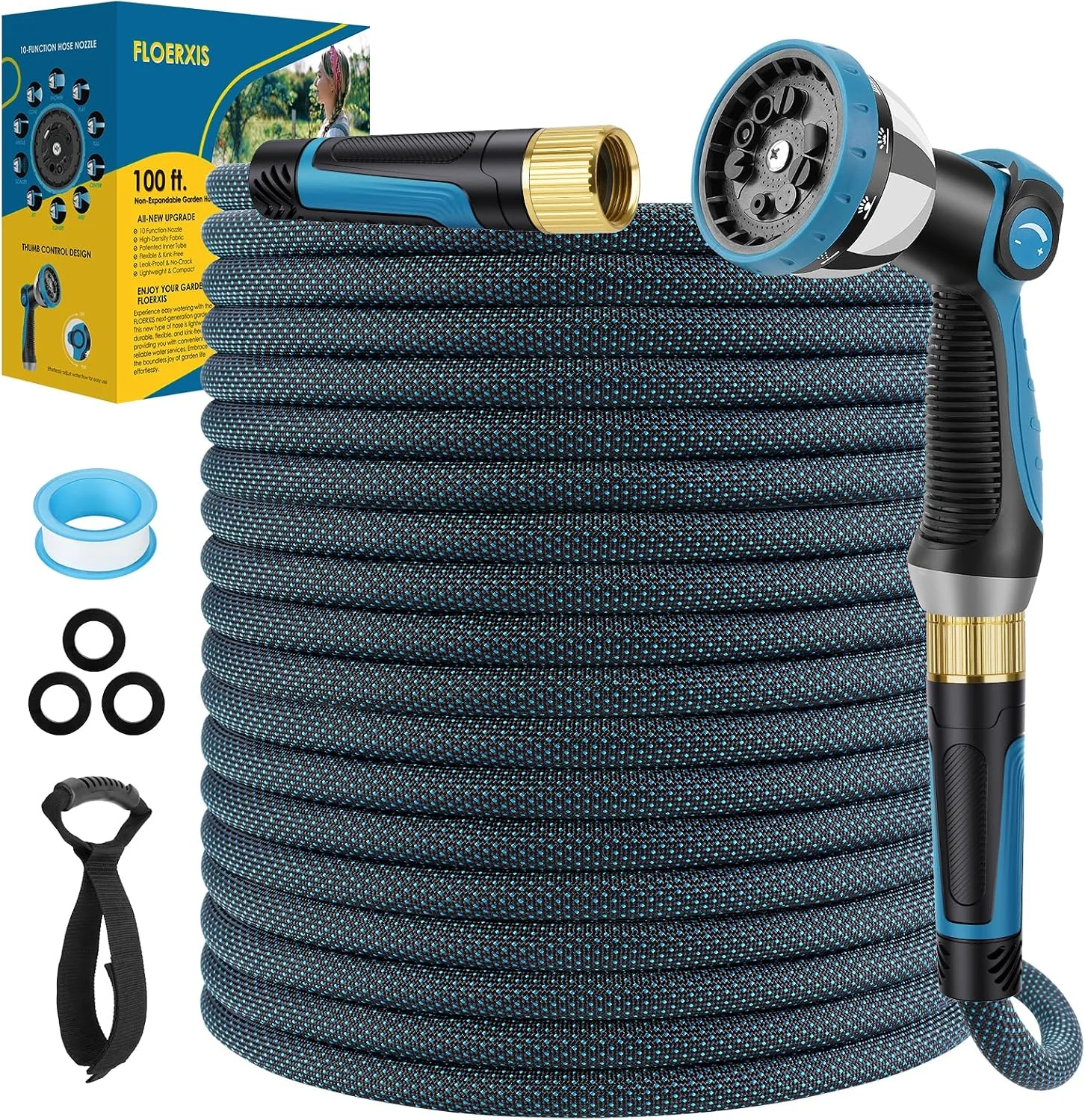 Nook Non-Expandable Garden Hose 100 FT, Lightweight Hose with 10 Function Spray Nozzle, 360?? Swivel Connectors - Image 8